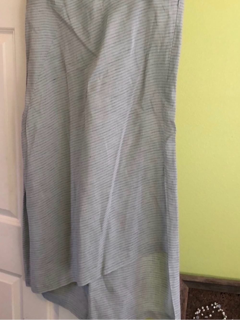 Shirin Guild Pale Blue Striped Linen High-Low Skirt